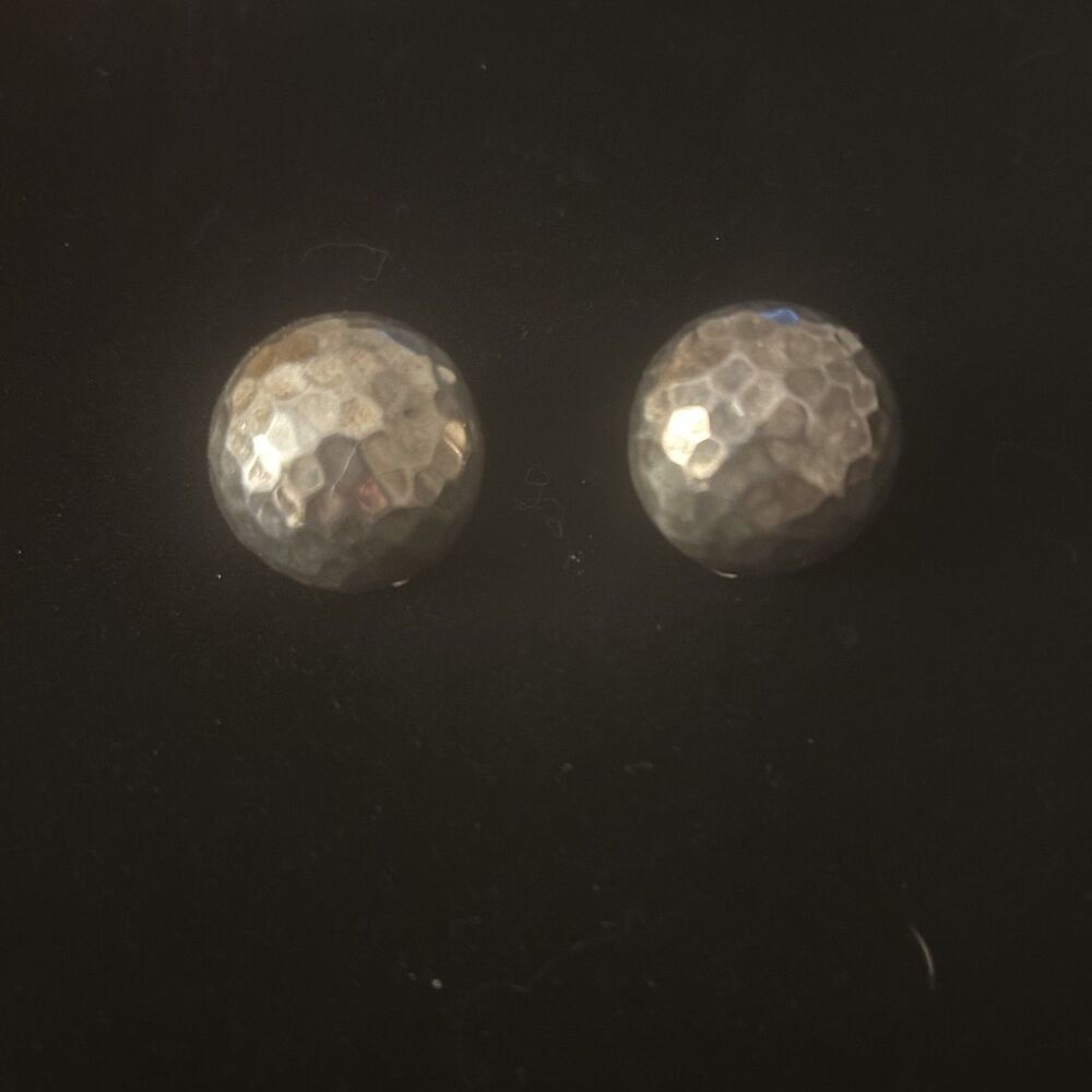 Vintage Mexico ATI 925 Sterling Silver Hammered Dome Earrings-Clip‎ On